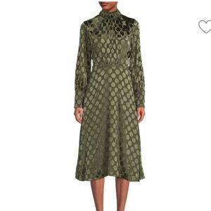 CALVIN KLEIN Tonal Dot-Print Blouson-Sleeve A-Line Dress | 10